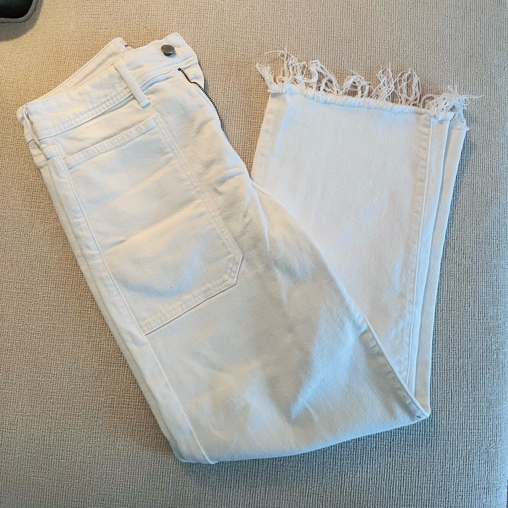 Just Black Denim White Frayed Hem Cropped Pants